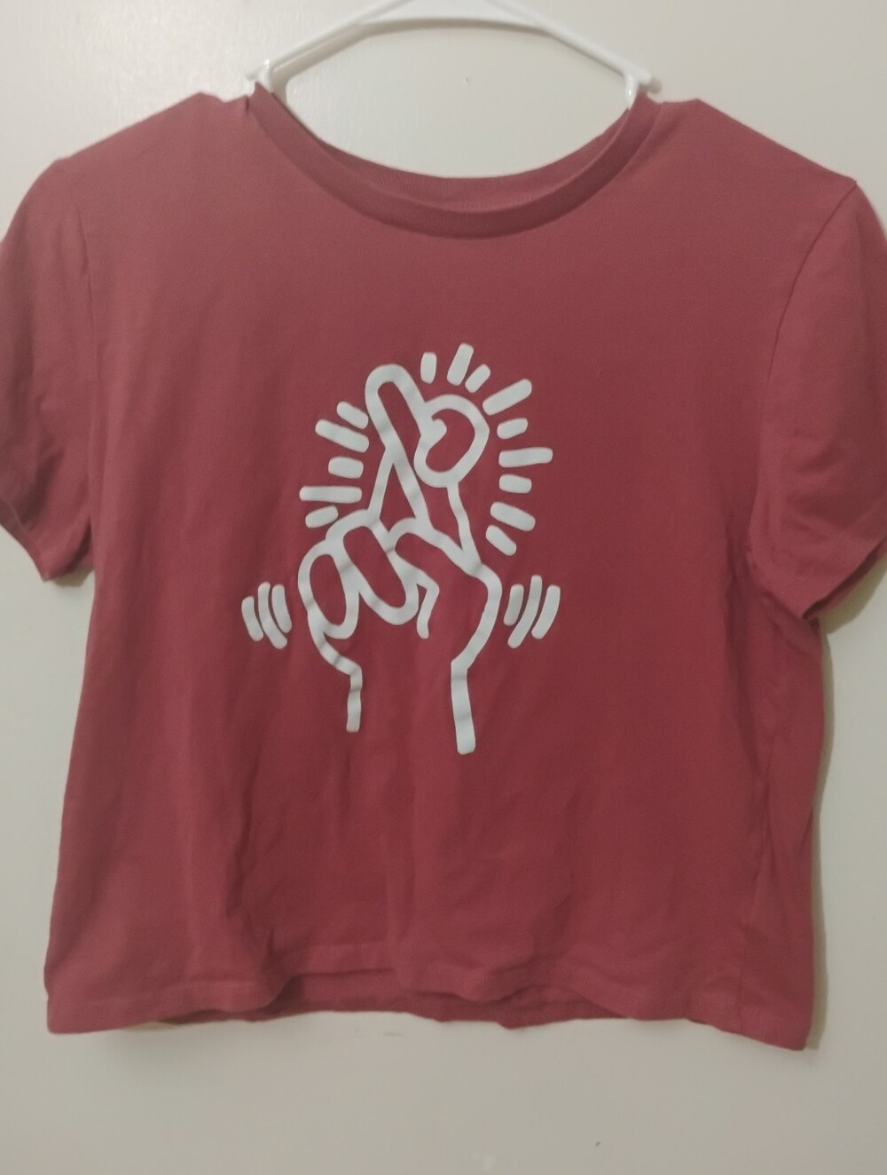 Women's Cropped Short Sleeve Graphic Tee - Dusty Rose